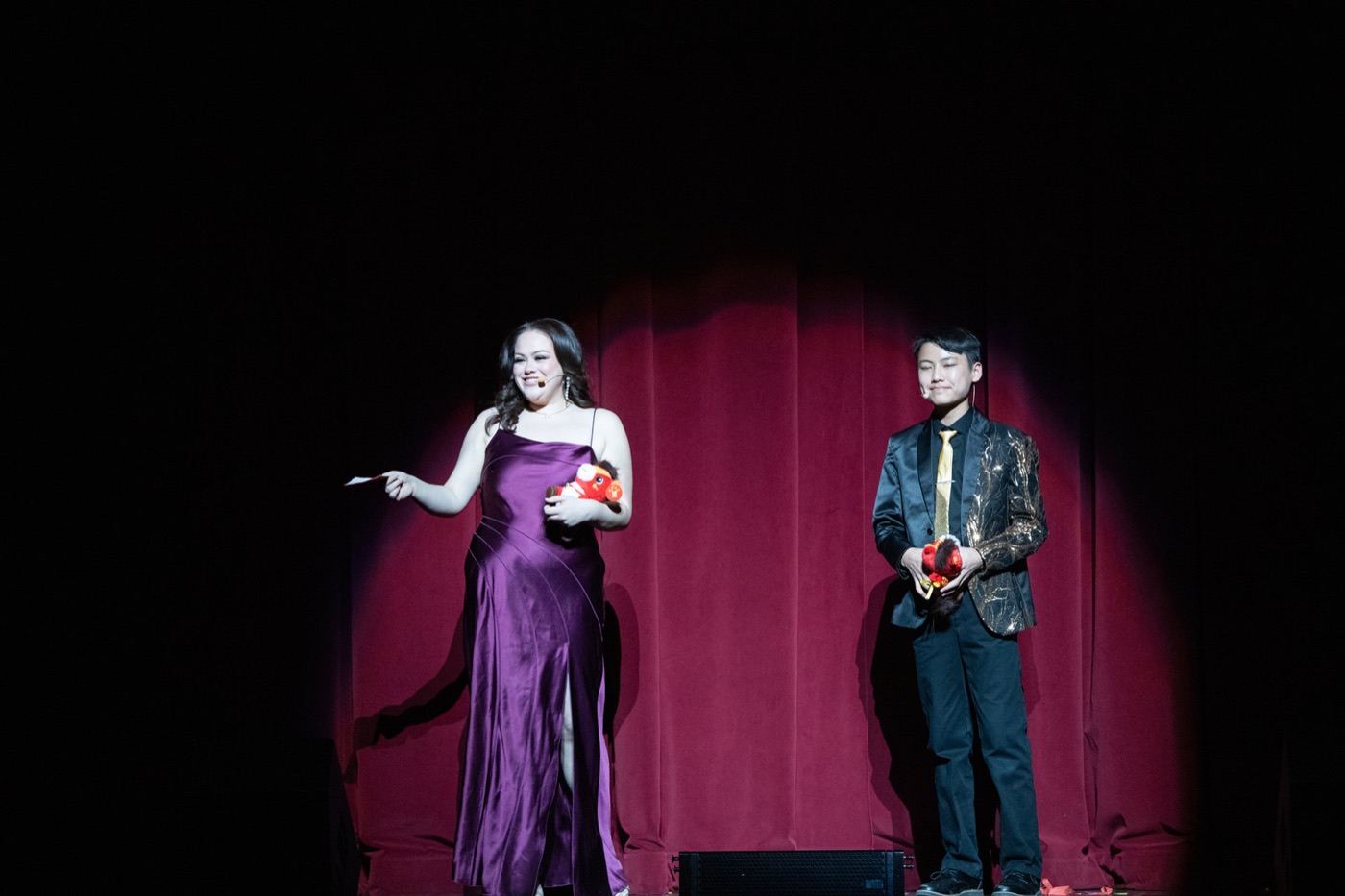Two event hosts greet the New Year audience